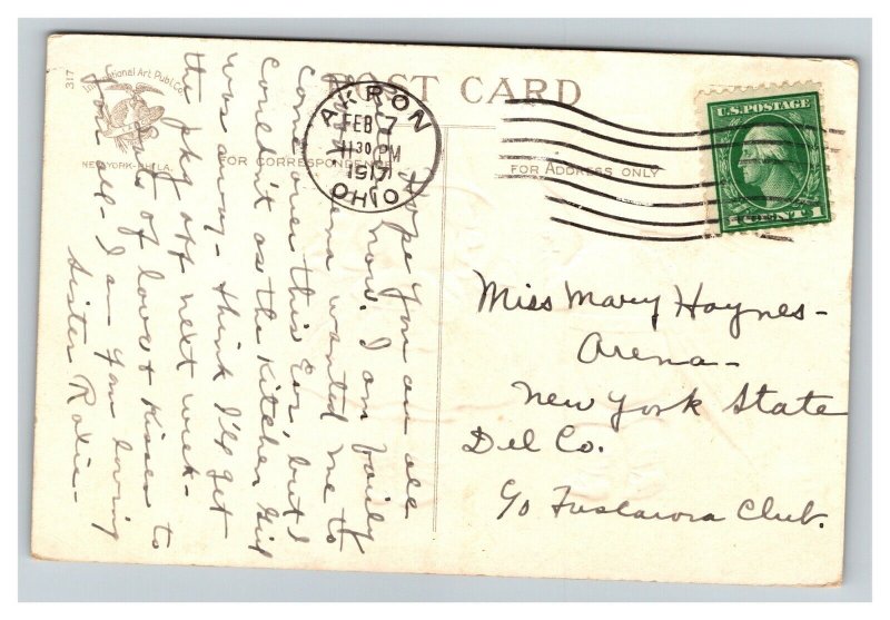 Vintage 1917 Ellen Clapsaddle Greetings Postcard Cute Girl & Boy Nice Poem