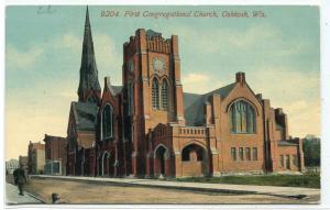 First Congregational Church Oshkosh Wisconsin 1913 postcard