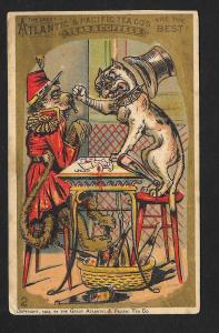 VICTORIAN TRADE CARD A&P Tea & Coffee Dog & Monkey