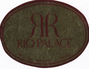 Brasil Rio De Janeiro Hotel Rio Palace Vintage Luggage Label sk2853