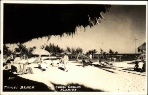 Coral Gables Miami FL Tahiti Beach c1930s-40s Real Photo Postcard