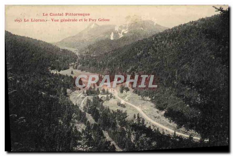 Old Postcard Picturesque Auvergne Lioran General view and Puy Griou