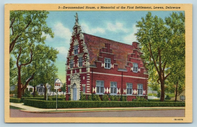 Postcard DE Lewes Delaware Zwaanendael House Memorial First Settlement c1950s X5