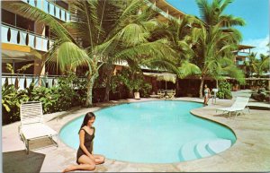 Postcard HI - Hotel King Kamehameha, Kona Coast - woman by swimming pool