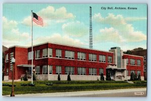 Atchison Kansas Postcard City Hall Exterior View Building c1940 Vintage Antique