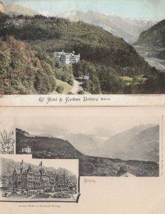 Grand Hotel Brunig Switzerland Antique 2x Postcard s