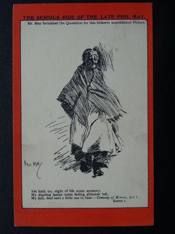 THE SERIOUS SIDE OF THE LATE PHIL MAY - Old Postcard by Davidson Bros 6076