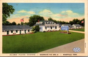 Linen Postcard Alamo Plaza Courts Highways 70-S and 41 in Nashville, Tennessee