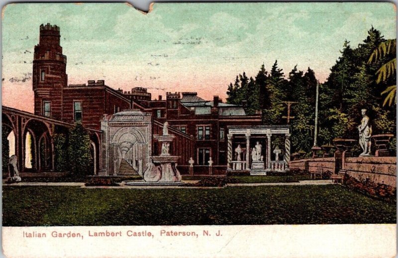 Vintage Postcard Italian Garden, Lambert Castle, Paterson, N. J. JN2