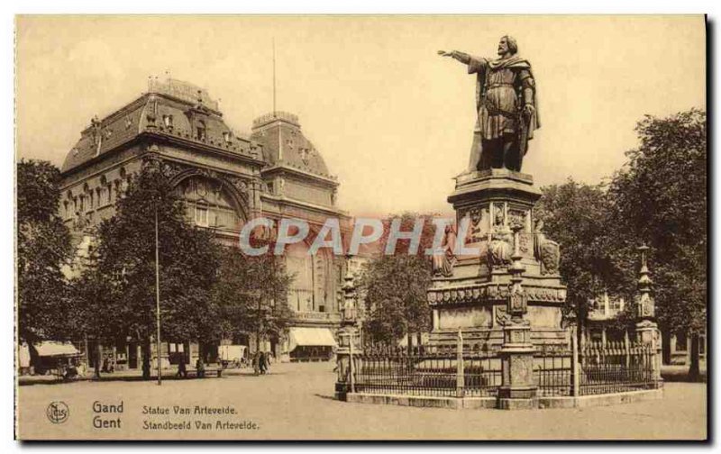 Old Postcard Van Ghent Statue Arteveide