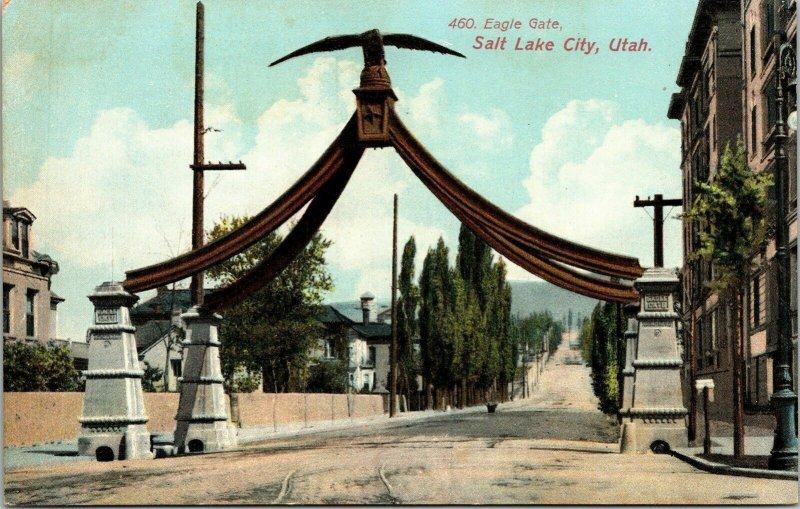 Eagle Gate Salt Lake City Utah Divided Back Antique Postcard Unposted Vintage 