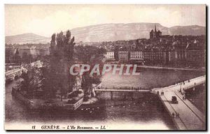 Switzerland Geneve Old Postcard L & # 39ile Rousseau