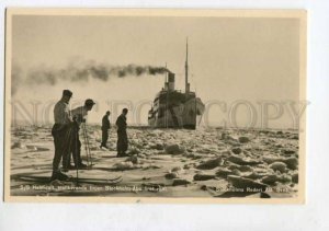 400665 SWEDEN ship Heimdall ice skiers Vintage photo postcard