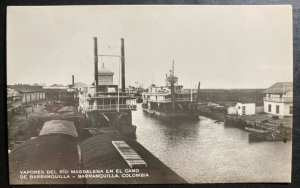 Mint Colombia Real Picture Postcard RPPC Barranquilla Magdalena River Steamboats