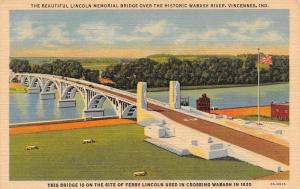 VINCENNES, IN Indiana   LINCOLN MEMORIAL BRIDGE~Wabash River   c1940's Postcard