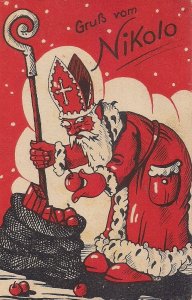 Christmas Greetings, St. Nicholas, Gruss, Santa Claus, 1970's ? Xmas