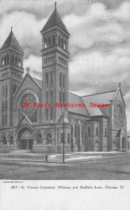 IL, Chicago, Illinois, Saint Vincent Cathedral, 1906 PM, Souvenir PC No 5877