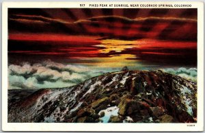 Pikes Peak At Sunrise Near Colorado Springs Colorado Sea Of Clouds Postcard