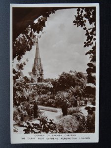 London KENSINGTON The Derry Roof Gardens CORNER OF SPANISH GARDENS 1950s RP PC