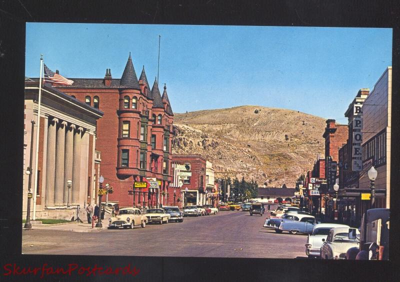 ANACONDA MONTANA DOWNTOWN STREET SCENE OLD CARS VINTAGE POSTCARD STORES