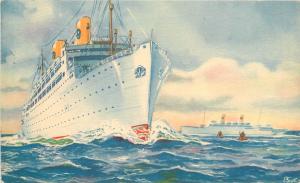 Vintage Postcard Cruise Ship Swedish American Liners Kungsholm Gripsholm