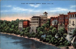 SELMA AL River and Masonic Temple Old Postcard
