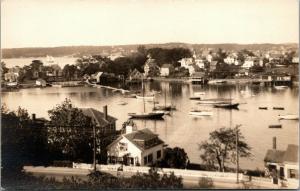 Glouster MA~Homes on Land Mass~Schooners This Side~Sailboat on Other~RPPC c1931