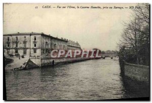 Old Postcard Caen Seen on the & # 39Orne Barracks Hamelin taken Dam