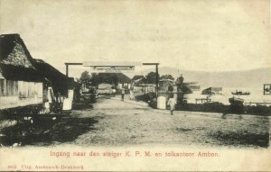 indonesia, MOLUCCAS MALUKU AMBON, Entrance KPM Wharf, K.P.M. (1899) Postcard