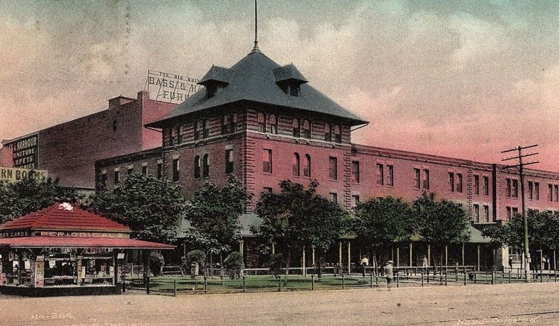 C.1910 Hand Tinted Indian Trading Post The Katy Hotel Muskogee, OK Postcard P117
