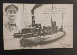 Mint USA Postcard German U Boat Deutschland Captain Koenig Baltimore Harbor 1916