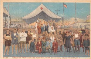 Atlantic City New Jersey Beachgoers At Hospital Tent Color Lithograph PC U4980