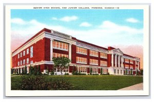 Postcard Senior High School & Junior College Parsons Kansas