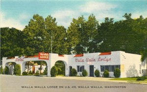 Linen Roadside Postcard; Walla Walla Lodge Motel US Hwy 410, 1760 Isaacs Ave WA