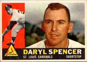 1960 Topps Baseball Card Daryl Spencer St Louis Cardinals sk10593