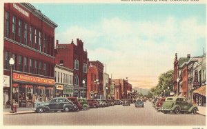 Main Street, looking west - Coshocton, Ohio Linen Postcard