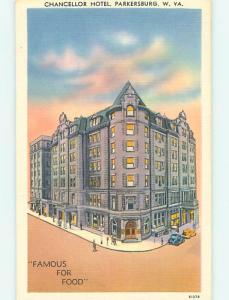 Unused Linen CHANCELLOR HOTEL & RESTAURANT Parkersburg West Virginia WV u8566@