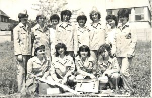 Military women sanitery uniforms instant photo Romania 1980s