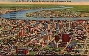 Louisiana New Orleans Aerial View Showing Bends In Mississippi River 1950 Cur...