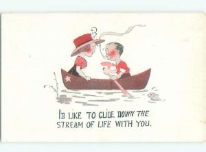 Pre-Linen Slight Risque Interest PRETTY GIRL GETS MAN TO ROW THE BOAT AB8258