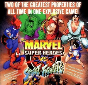 Marvel Super Heroes VS Street Fighter Arcade Flyer Game Artwork Vintage Promo