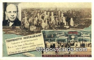 Time Square, Toffenetti Restaurant, New York City, NYC USA Unused 