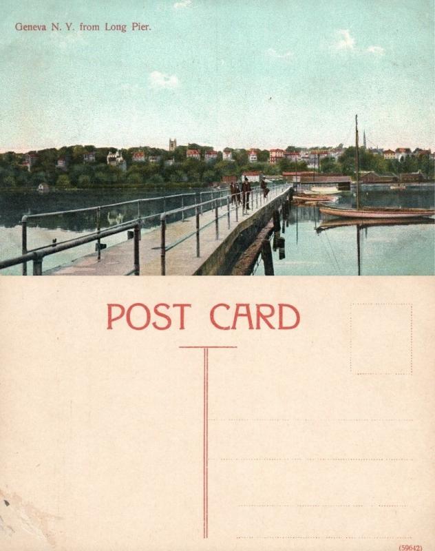 GENEVA N.Y. FROM LONG PIER ANTIQUE POSTCARD