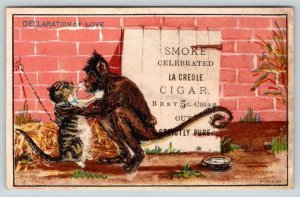 SMOKE LA CREOLE CIGARS*DECLARATION OF LOVE*CAT MONKEY*TOBACCO TRADE CARD*SEIDLER
