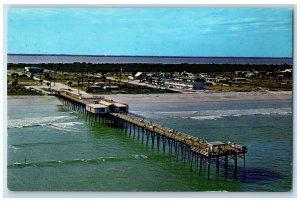 1969 Canaveral Pier Rustic Bridge People Cocoa Beach Florida FL Posted Postcard