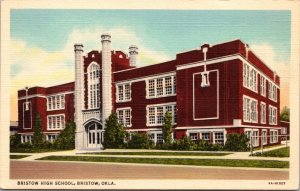 Linen Postcard Bristol High School in Bristow, Oklahoma