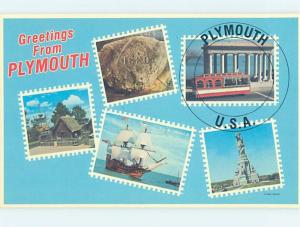 Unused Pre-1980 MULTIPLE VIEWS ON CARD Plymouth Massachusetts MA ho8064