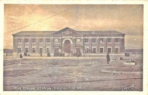 Burlington VT New Union Railroad Station Train Depot RPPC Real Photo Postcard 