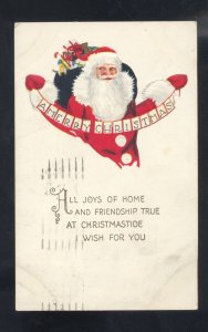 SANTA CLAUS RED ROBE CHRISTMAS 1928 TOLEDO TO AKRON OHIO VINTAGE POSTCARD