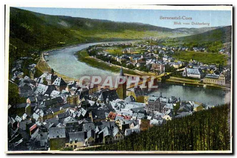 Old Postcard Berncastel Cues Blick vom Doktorberg